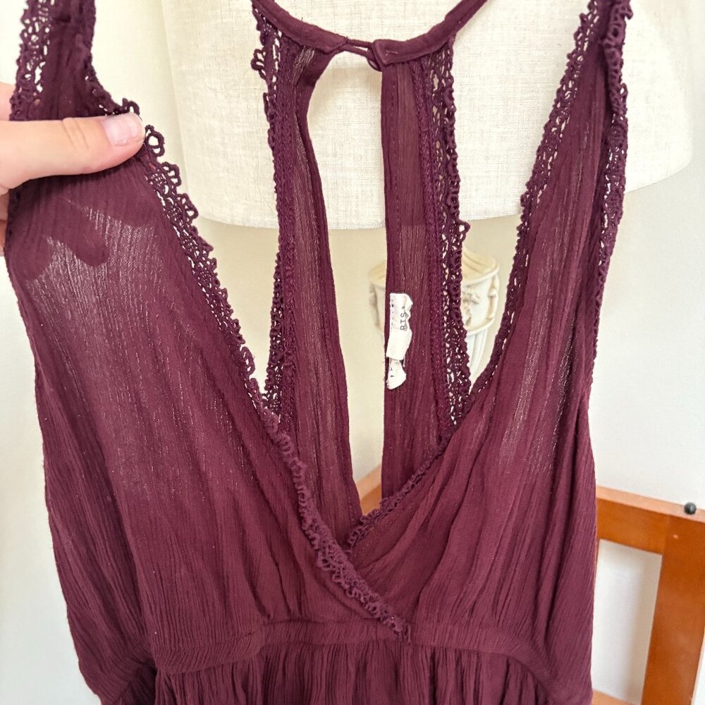 LA Hearts PacSun Maroon Lace Top